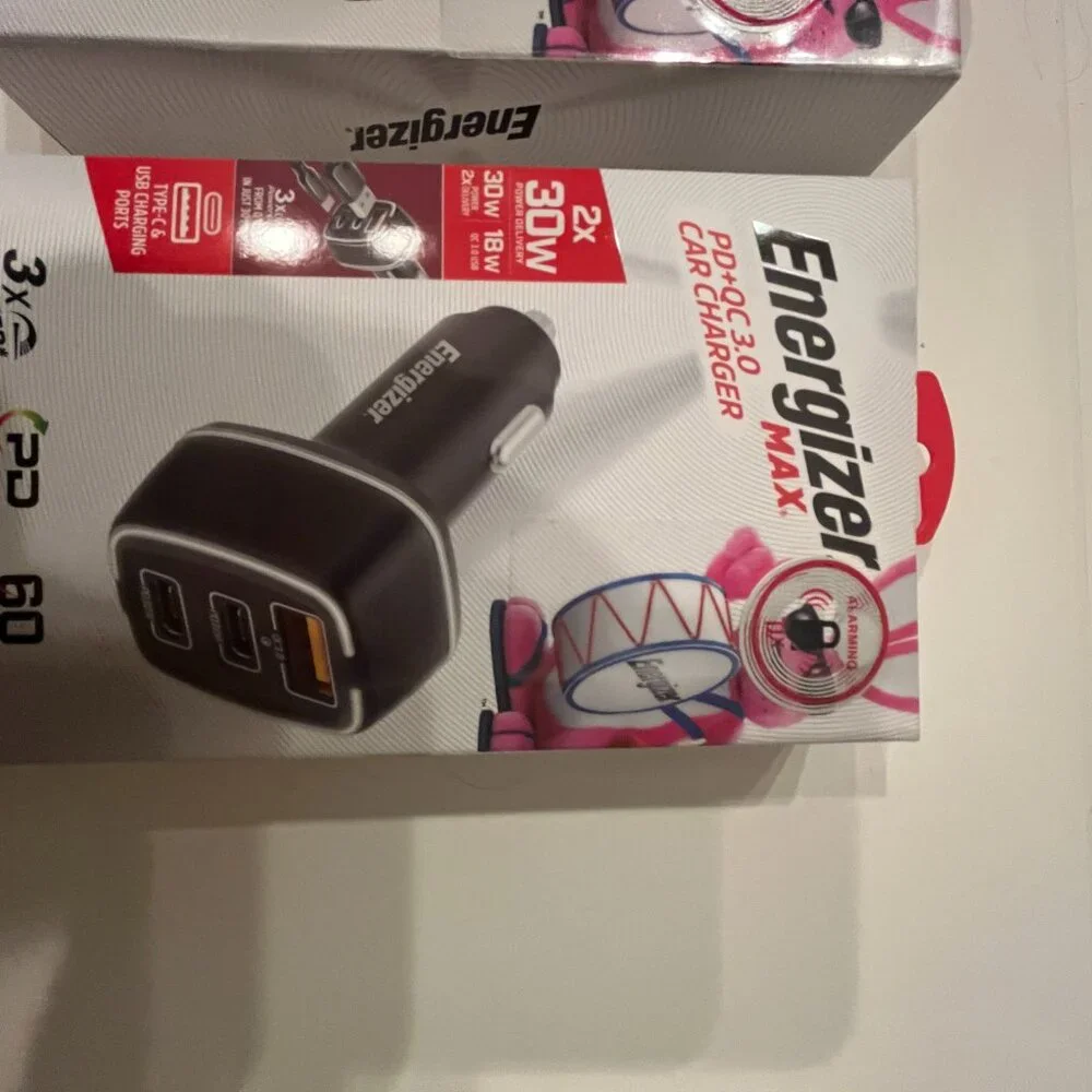 Car Chargers nergizer Max PD + QC 3.0 Dual Car Charger 60W Type-C and USB-A Port